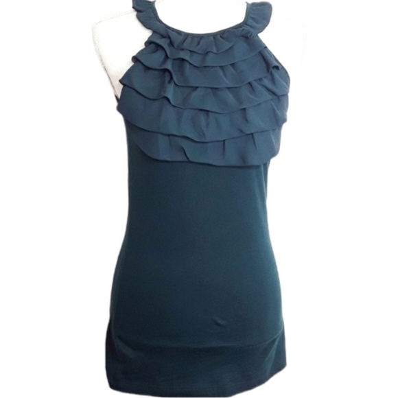 MNG Moments High Neck Ruffle Bib Sleeveless Top EUC sz M - Picture 6 of 6